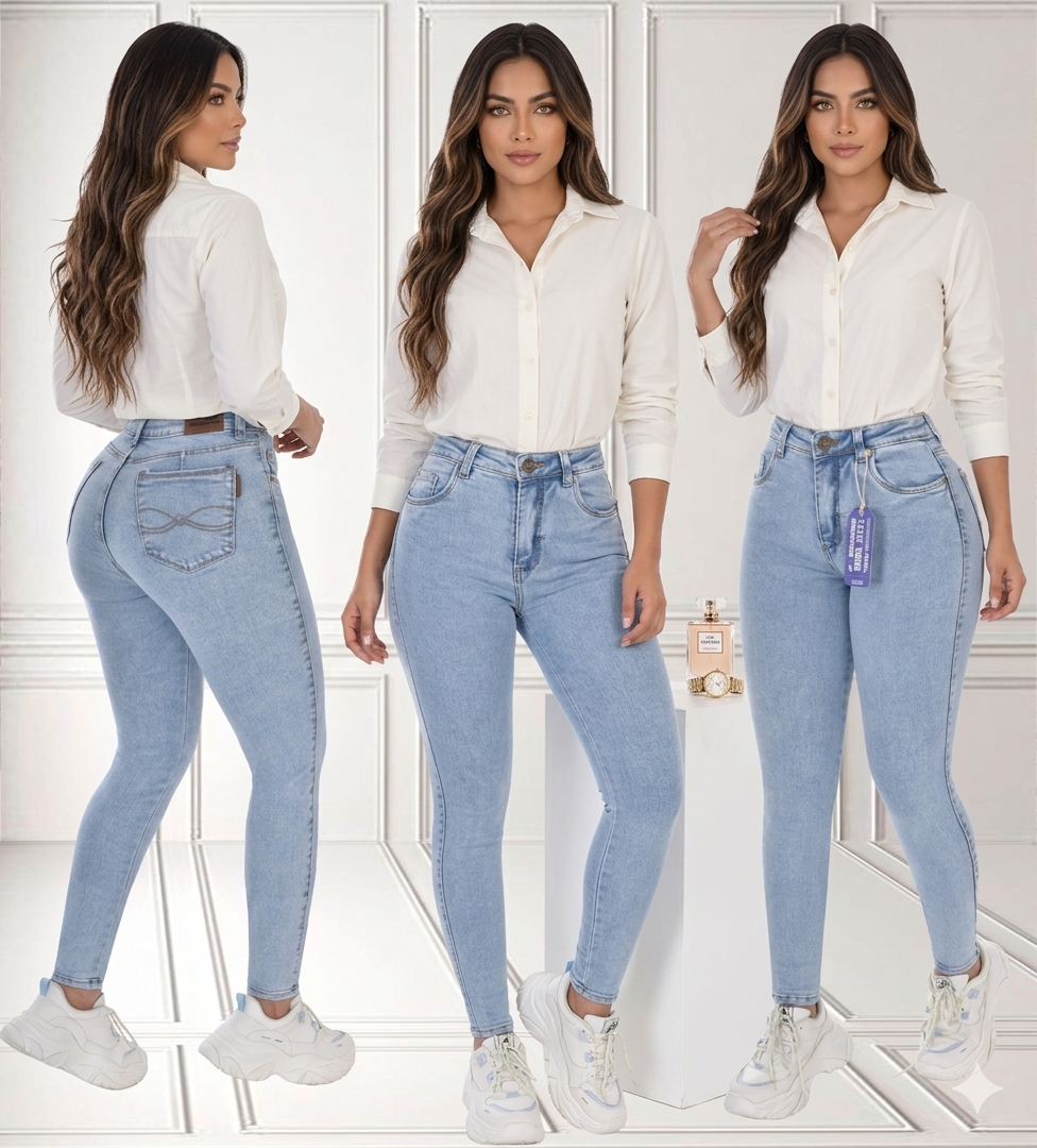 JEANS SKINNY AMERICANOS DE DAMA LEVANTACOLA