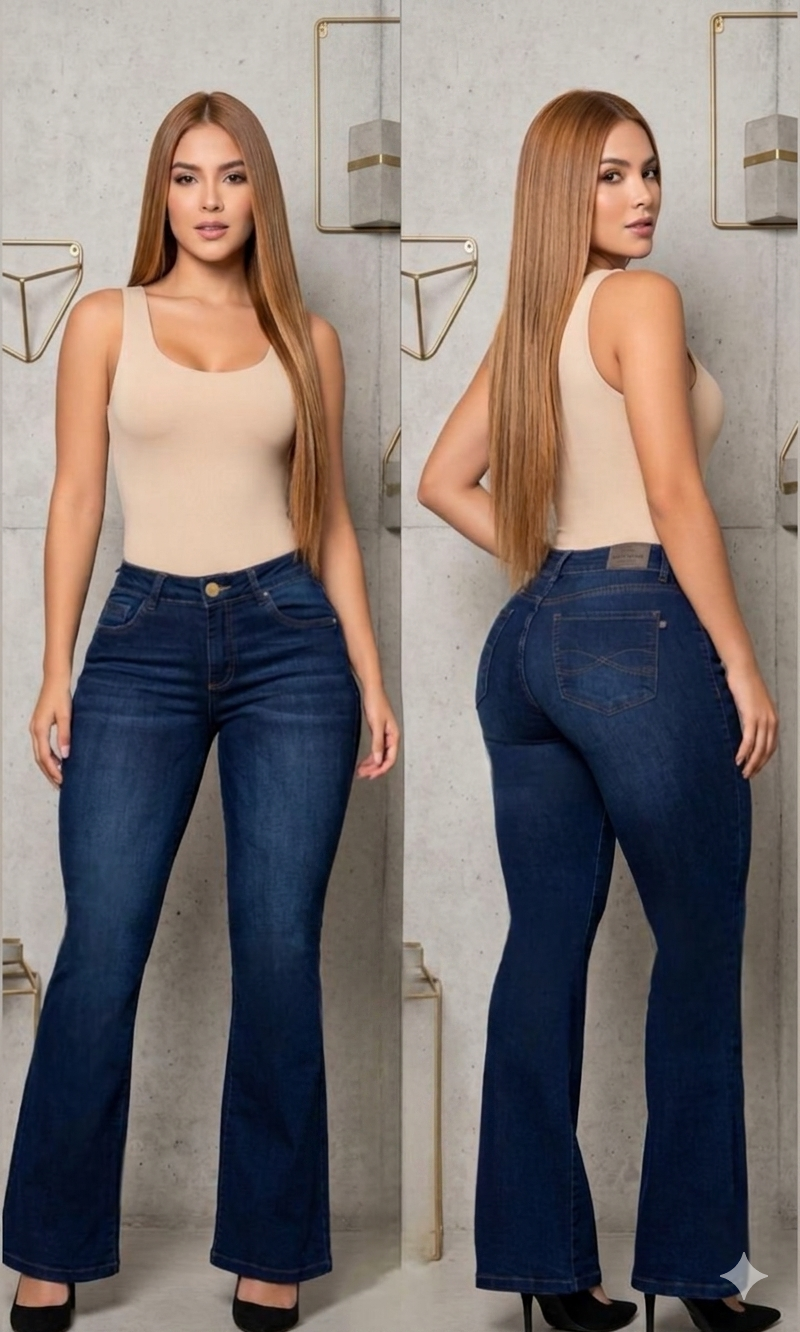 JEANS DE DAMA AMERICANOS BOTACAMPANA LEVANTACOLA