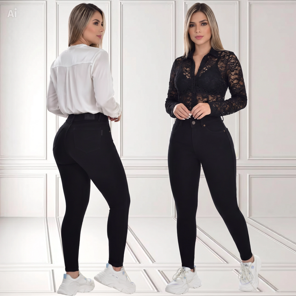 JEANS SKINNY AMERICANOS DE DAMA LEVANTACOLA