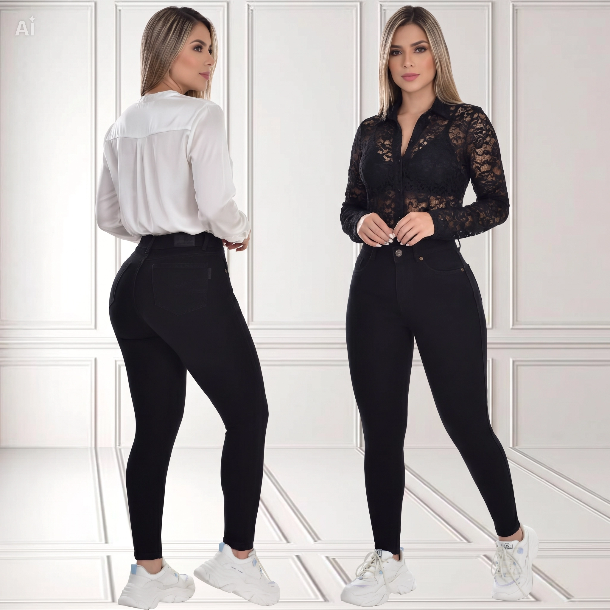 JEANS SKINNY AMERICANOS DE DAMA LEVANTACOLA