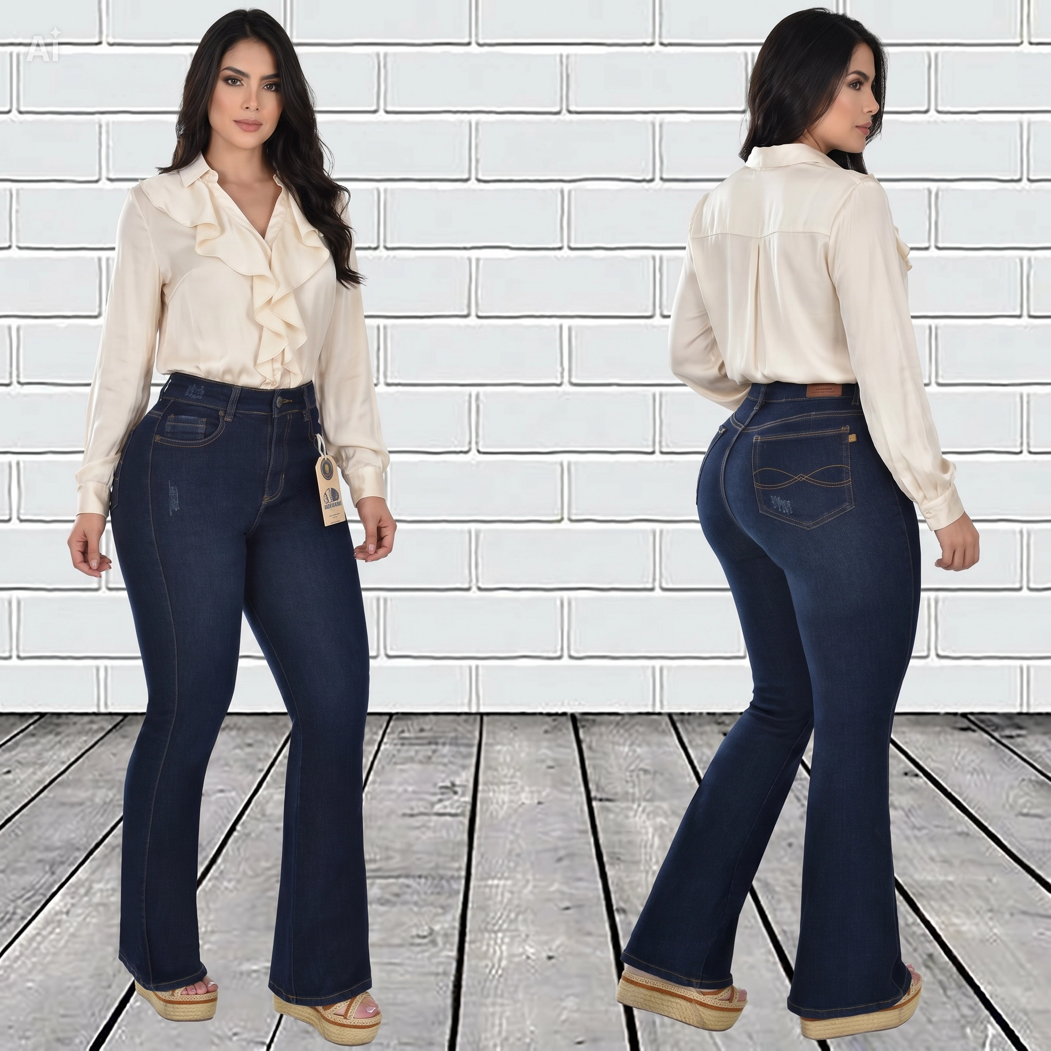 JEANS DE DAMA AMERICANOS BOTACAMPANA LEVANTACOLA