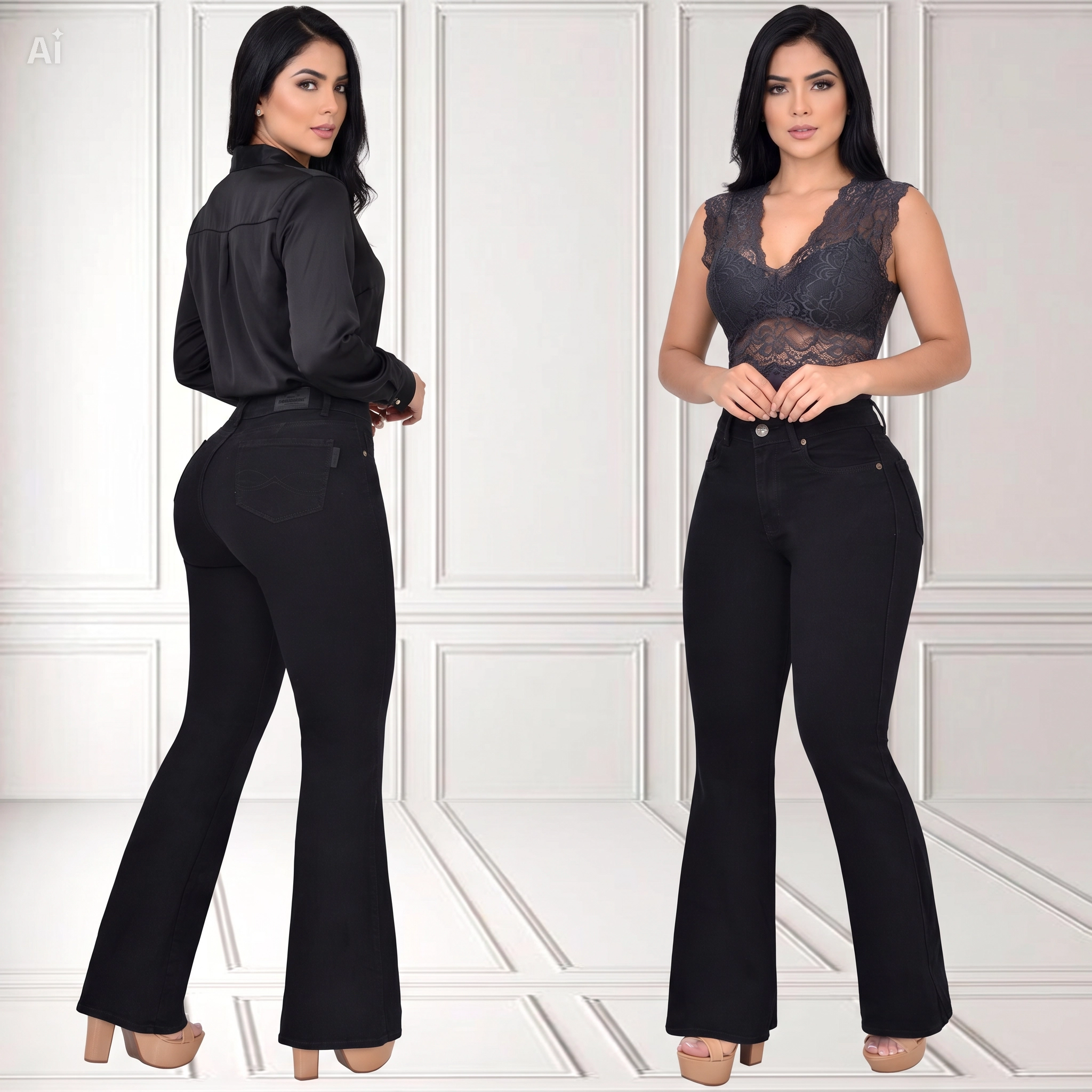 JEANS DE DAMA AMERICANOS BOTACAMPANA LEVANTACOLA