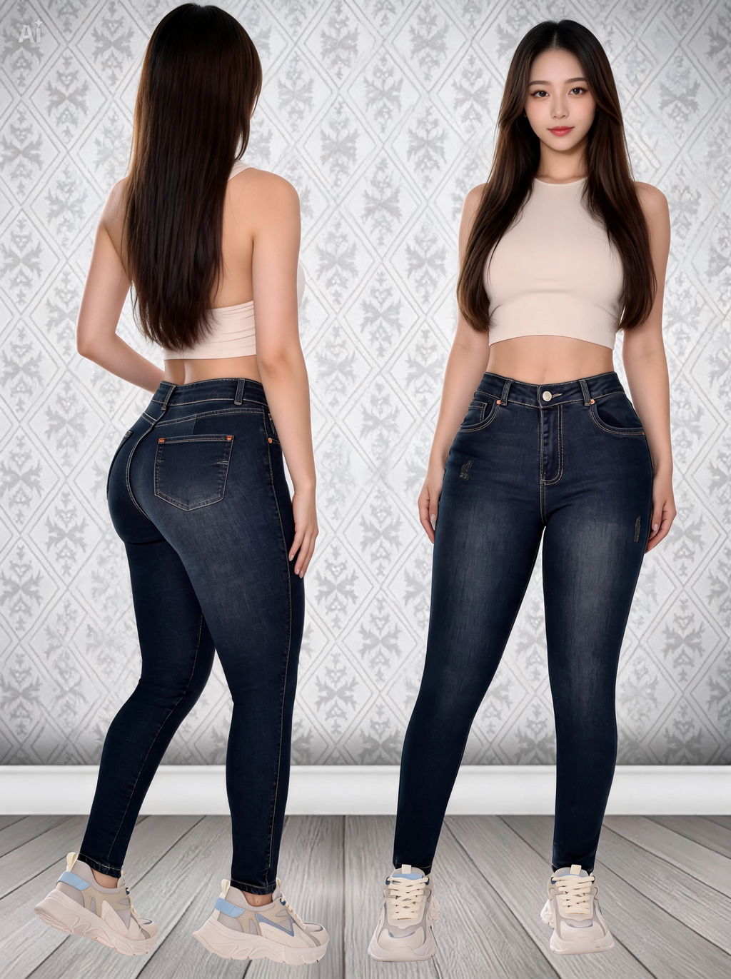 JEANS SKINNY AMERICANOS DE DAMA LEVANTACOLA