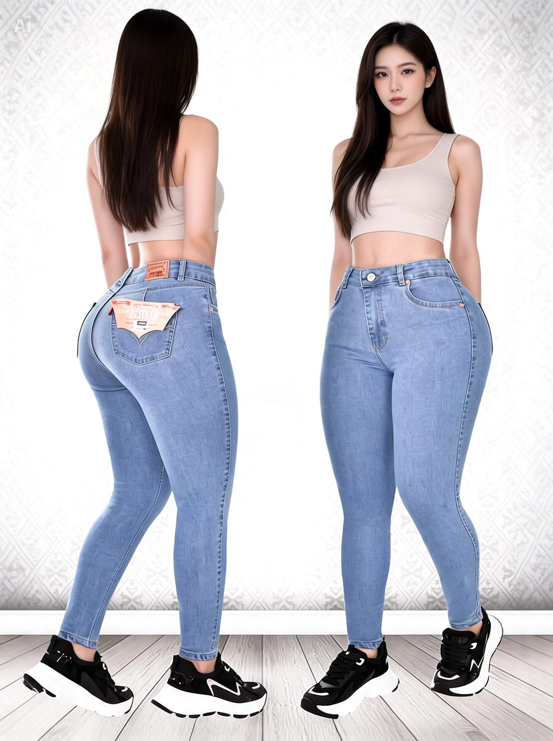 JEANS SKINNY AMERICANOS DE DAMA LEVANTACOLA