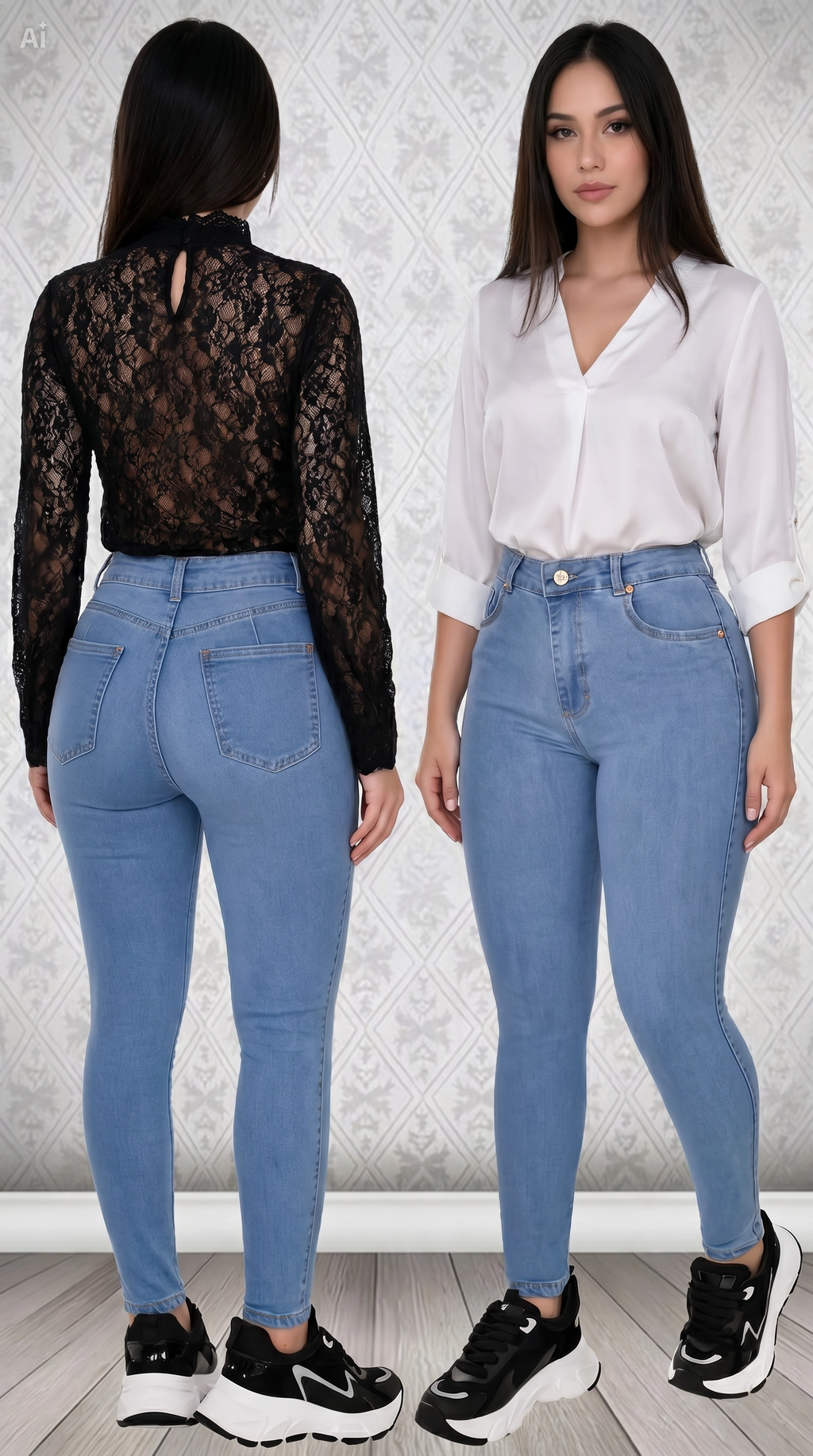 JEANS SKINNY AMERICANOS DE DAMA LEVANTACOLA