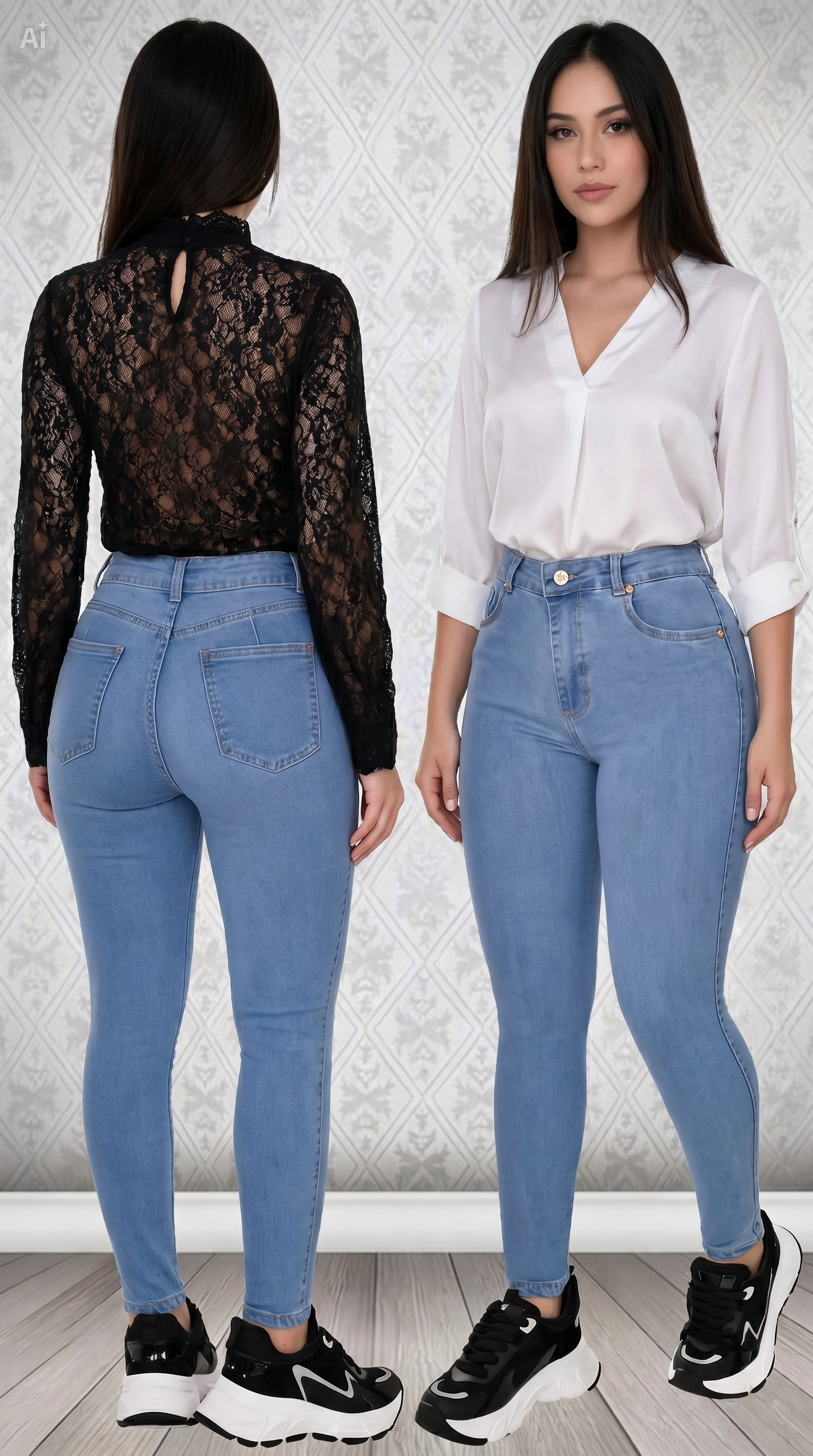 JEANS SKINNY AMERICANOS DE DAMA LEVANTACOLA
