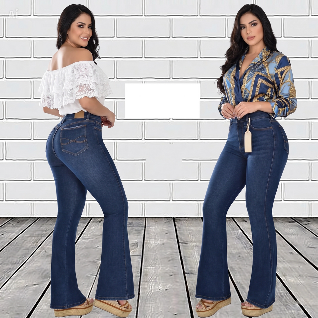 JEANS DE DAMA AMERICANOS BOTACAMPANA LEVANTACOLA