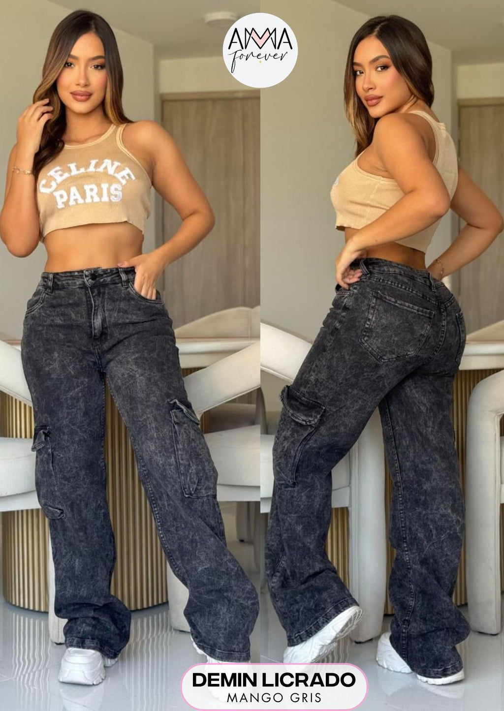 JEANS DE DAMA CARGO LEVANTACOLA
