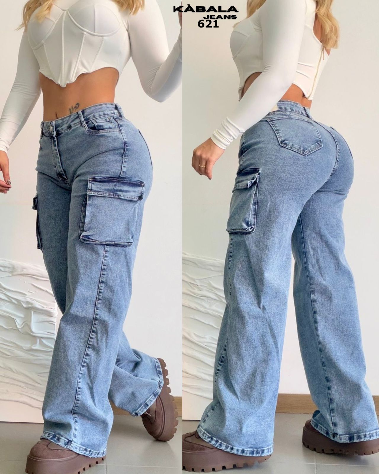 JEANS DE DAMA CARGO LEVANTACOLA