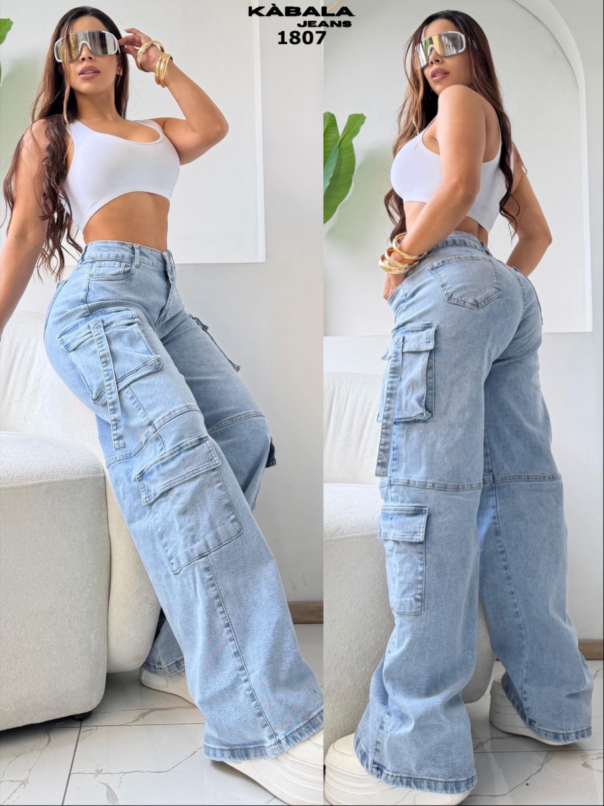 JEANS DE DAMA CARGO LEVANTACOLA